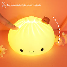 Load image into Gallery viewer, Cute Bun Tap Night Light Silicone Atmosphere Lamp Children Kids Holiday Gift Dimmable Sleeping Night Lamp 5V USB Charging