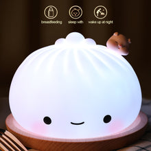 Load image into Gallery viewer, Cute Bun Tap Night Light Silicone Atmosphere Lamp Children Kids Holiday Gift Dimmable Sleeping Night Lamp 5V USB Charging
