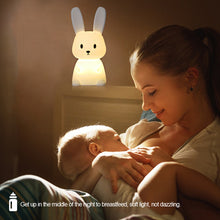 Load image into Gallery viewer, Cute Rabbit Tap Night Light Silicone Animal Atmosphere Lamp Children Kids Holiday Gift Dimmable Sleeping Night Lamp 5V USB Charging
