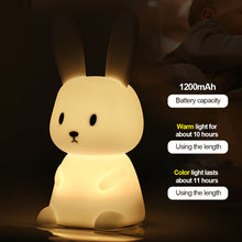 Load image into Gallery viewer, Cute Rabbit Tap Night Light Silicone Animal Atmosphere Lamp Children Kids Holiday Gift Dimmable Sleeping Night Lamp 5V USB Charging