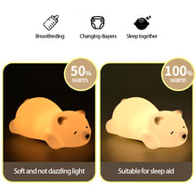 Load image into Gallery viewer, USB Charging Cute Polar Bear Tap Night Light Silicone Animal Atmosphere Lamp Children Kids Holiday Gift Dimmable Sleeping Night Lamp 5V