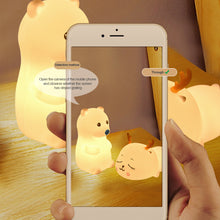 Load image into Gallery viewer, USB Charging Cute Polar Bear Tap Night Light Silicone Animal Atmosphere Lamp Children Kids Holiday Gift Dimmable Sleeping Night Lamp 5V