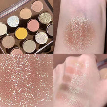 Load image into Gallery viewer, 12 Colors Pearlescent Matte Eyeshadow Palette Transparent Glitter Earth Color Women Cosmetics Glitter Eyeshadow Palette