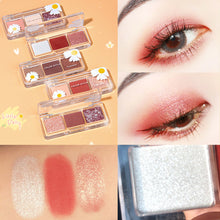 Load image into Gallery viewer, 3 Colors Eyeshadow Palette Waterproof Pearl Matte Glitter Daisy Eyeshadow Girl Sunset Makeup Bright Eyeshadow Palette