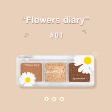Load image into Gallery viewer, 3 Colors Eyeshadow Palette Waterproof Pearl Matte Glitter Daisy Eyeshadow Girl Sunset Makeup Bright Eyeshadow Palette