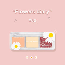 Load image into Gallery viewer, 3 Colors Eyeshadow Palette Waterproof Pearl Matte Glitter Daisy Eyeshadow Girl Sunset Makeup Bright Eyeshadow Palette