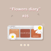 Load image into Gallery viewer, 3 Colors Eyeshadow Palette Waterproof Pearl Matte Glitter Daisy Eyeshadow Girl Sunset Makeup Bright Eyeshadow Palette