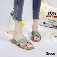 Load image into Gallery viewer, Fashion Solid Color Flat Slippers Non-slip Wear-resistant PU Leather Slippers Outdoor Slippers for Women