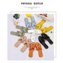 Load image into Gallery viewer, Fashion Solid Color Flat Slippers Non-slip Wear-resistant PU Leather Slippers Outdoor Slippers for Women