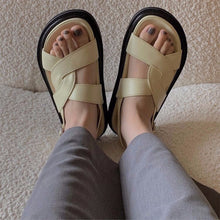 Load image into Gallery viewer, Buckle Platform Platform Sandals Cross Peep Toe Round Toe Sandals Beach Shoes Summer Shoes for Women