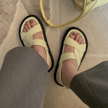 Load image into Gallery viewer, Buckle Platform Platform Sandals Cross Peep Toe Round Toe Sandals Beach Shoes Summer Shoes for Women