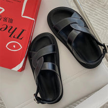 Load image into Gallery viewer, Buckle Platform Platform Sandals Cross Peep Toe Round Toe Sandals Beach Shoes Summer Shoes for Women
