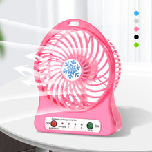 Load image into Gallery viewer, Portable Mini LED Fan Air Cooler Battery Operated USB Rechargeable Desktop 3 Mode Speed Regulation LED Lighting Function Without Battery