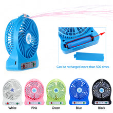 Load image into Gallery viewer, Portable Mini LED Fan Air Cooler Battery Operated USB Rechargeable Desktop 3 Mode Speed Regulation LED Lighting Function Without Battery