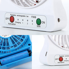 Load image into Gallery viewer, Portable Mini LED Fan Air Cooler Battery Operated USB Rechargeable Desktop 3 Mode Speed Regulation LED Lighting Function Without Battery