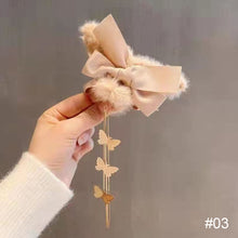 Load image into Gallery viewer, Korean Fashion Plush Bow Grab Clip Elegant Metal Hair Clip for Women Chic Fringe Hair Clamps Exquisite Pendant Hairpin Hair Accessories