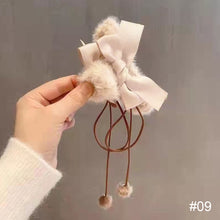 Load image into Gallery viewer, Korean Fashion Plush Bow Grab Clip Elegant Metal Hair Clip for Women Chic Fringe Hair Clamps Exquisite Pendant Hairpin Hair Accessories