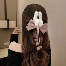 Load image into Gallery viewer, Korean Fashion Plush Bow Grab Clip Elegant Metal Hair Clip for Women Chic Fringe Hair Clamps Exquisite Pendant Hairpin Hair Accessories
