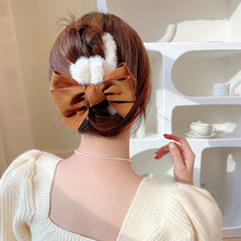 Load image into Gallery viewer, Korean Fashion Plush Bow Grab Clip Elegant Metal Hair Clip for Women Chic Fringe Hair Clamps Exquisite Pendant Hairpin Hair Accessories