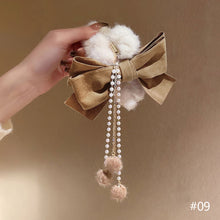 Load image into Gallery viewer, Korean Fashion Plush Bow Grab Clip Elegant Metal Hair Clip for Women Chic Fringe Hair Clamps Exquisite Pendant Hairpin Hair Accessories