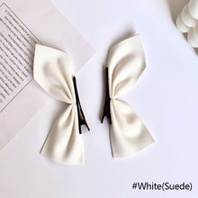 Load image into Gallery viewer, INS Fairy White Satin/Suede Bow Hairpin French Girl Hairpin Bangs Top Hairpin Side Clip