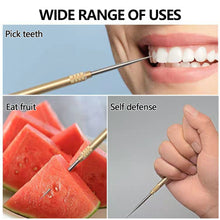 Load image into Gallery viewer, Multi-Purpose Titanium Outdoor EDC Portable Toothpick Bottle Fruit Fork Camping Tool Toothpick Tube Is More Durable Than Floss