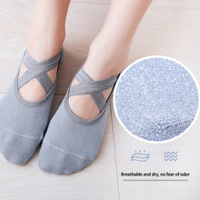 Load image into Gallery viewer, Women Yoga Socks Non-Slip Grips & Straps, Bandage Cotton Sock Ideal For Pilates Pure Barre Ballet Dance Barefoot Workout