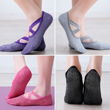 Load image into Gallery viewer, Women Yoga Socks Non-Slip Grips & Straps, Bandage Cotton Sock Ideal For Pilates Pure Barre Ballet Dance Barefoot Workout
