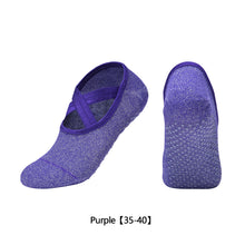 Load image into Gallery viewer, Women Yoga Socks Non-Slip Grips & Straps, Bandage Cotton Sock Ideal For Pilates Pure Barre Ballet Dance Barefoot Workout