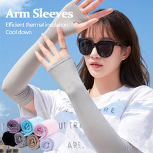 Load image into Gallery viewer, Ice Silk Long Gloves Sun UV Protection Hand Protector Cover Arm Sleeves Sunscreen Sleeves Outdoor Arm Warmer Half Finger Sleeves