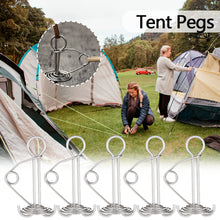 Load image into Gallery viewer, 5/10Pcs Camping Plank Spiral Shaped Spring Octopus Deck Peg With Carabiner Hook Wind Rope Buckles Tent Stakes Hook Board Peg