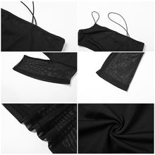 Load image into Gallery viewer, Ins Style Sexy Slim Cropped Navel Hollow Mesh Vest Off Shoulder Cutout Mesh Tank Tops With Sleeves Women's Clothing