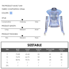 Load image into Gallery viewer, Y2K Futuristic Slim Fit Functionality Retro Letter Print T-shirt Mesh Slimming Top Sexy Long-sleeved Tight Tops