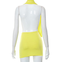 Load image into Gallery viewer, Casual Fashion Solid Color Cutout Open Back Halter Neck Knot Short Dress Loose Sexy Hollow Women Summer Dress