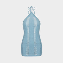 Load image into Gallery viewer, Solid Color Spice Girls Sexy Cutout See-through Off Shoulder Halterneck Open Back Sling Knit Short Dress For Female
