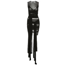 Load image into Gallery viewer, Ins Style Sexy Summer Mesh See-through Lace-up Round Neck Exposed Backpack Women Voile Slim Sheath Dress