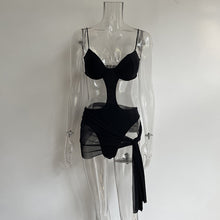 Load image into Gallery viewer, Ins Sexy Hollow Mesh See-through Dropped Waist Dress Open Back Off Shoulde One-piece Slip Dress