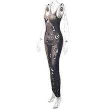 Load image into Gallery viewer, Fashion Human Body Water Drop Print Slim Fit Backless Women Halter Neck No Sleeves Wrap Sheath Dress