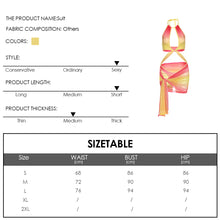 Load image into Gallery viewer, Gradient Fashion Women Dress Two Piece Halterneck Cutout Sexy Lace-up Crop Top Exposed Open Back Mesh Low Waist Wrap Skirt Suit