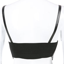 Load image into Gallery viewer, PU Leather Adjustable Slim Fit Button Buckle Sling Women's Top Low Cut Short Sleeve T-shirt Waistband Vest