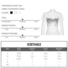 Load image into Gallery viewer, Sexy Slim Fit Cropped Navel Fashion Crew Neck Printed Short Sleeve Tops Women Print With Chain Knitted T-shirt