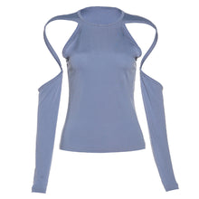 Load image into Gallery viewer, Summer All-match Sexy Slim Fit Long Sleeve Top Solid Color Cutout Women Hollow Off Shoulder Vest T-shirts