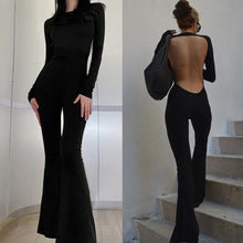 Load image into Gallery viewer, Autumn Fashion Casual Women Jumpsuit Long Sleeve Open Back Slim Fit Elegant Straight Wide-leg Piece Pants