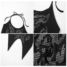 Load image into Gallery viewer, Hot Drilling Halterneck Open Back Slim Fit All-match Summer Women Vest Crop Top Elastic Black No Sleeve T-shirt