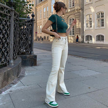 Load image into Gallery viewer, Summer Round Neck Short Sleeve Slim Fit Cropped Navel Tops Letter Embroidered All-match Women T-shirt
