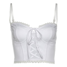 Load image into Gallery viewer, Women Summer Off Shoulder Sexy Lace Camisole Cutout Slim Fit Crop Tank Top Solid Color Vest