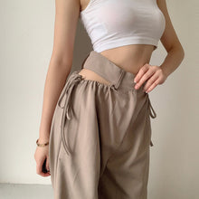 Load image into Gallery viewer, High Waist Cutout Drawstring Loose Slim Casual Pants Summer Comfortable Women All-match Solid Color Trousers