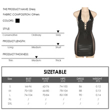Load image into Gallery viewer, Autumn Halterneck Slim Wrap Short Dress V-neck Open Back Mesh See Through Pu Stitching Sexy One Piece Dress