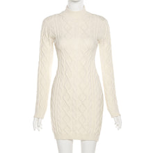 Load image into Gallery viewer, Fashion Woolen Knitted Dress for Autumn Winter Long-sleeved Round Turtleneck Open Back Slim Women Sexy Dress