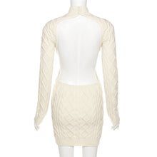 Load image into Gallery viewer, Fashion Woolen Knitted Dress for Autumn Winter Long-sleeved Round Turtleneck Open Back Slim Women Sexy Dress